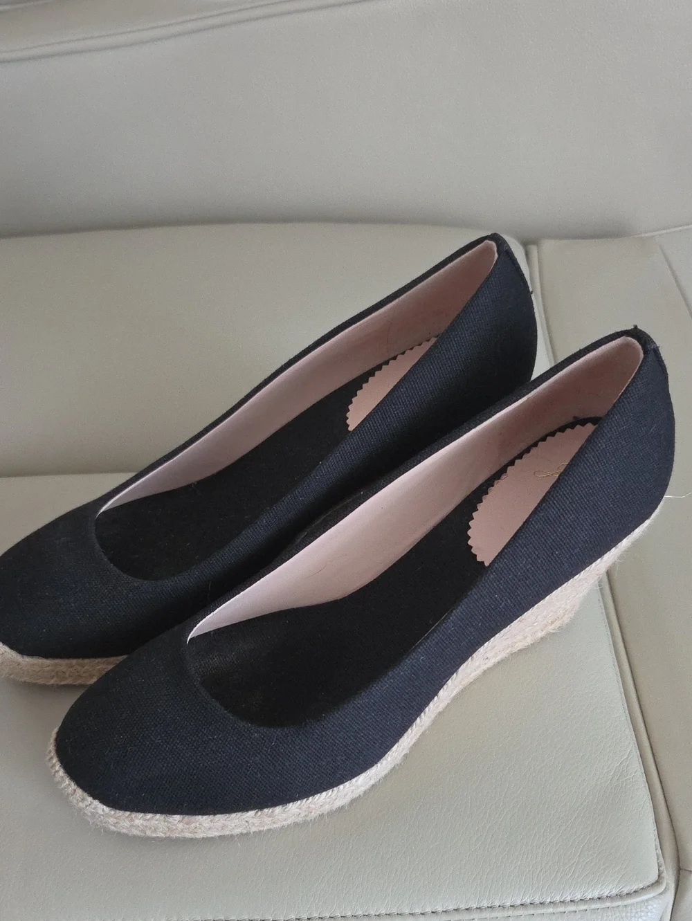 J. Crew Black Canvas Espadrille Wedge Pumps Size 9.5